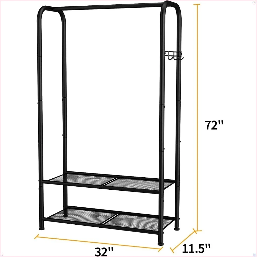 

Clothing Racks For Hanging Clothes Rack Portable Closet Garment Coat Rack With Shelves Heavy Stand Wardrobe Free Standing Closet