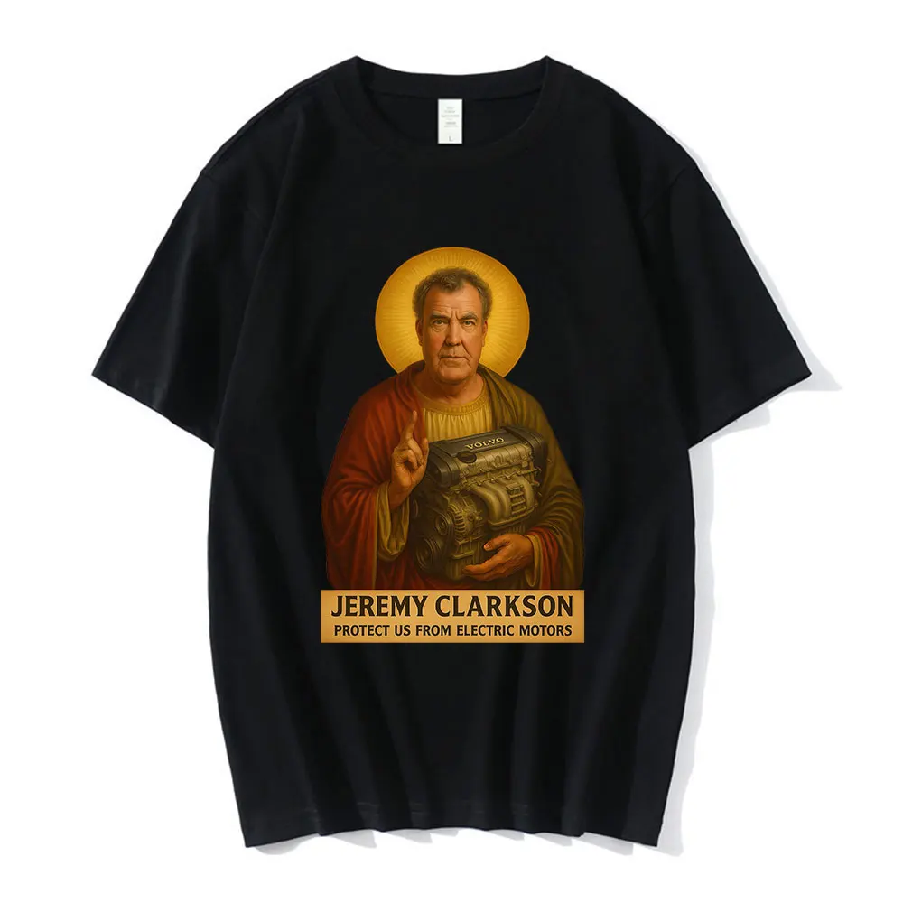 Camisetas divertidas con meme de Jeremy Clarkson Protect Us From Electric Motors, camisetas de manga corta de algodón a la moda para hombres y mujeres, camisetas de gran tamaño