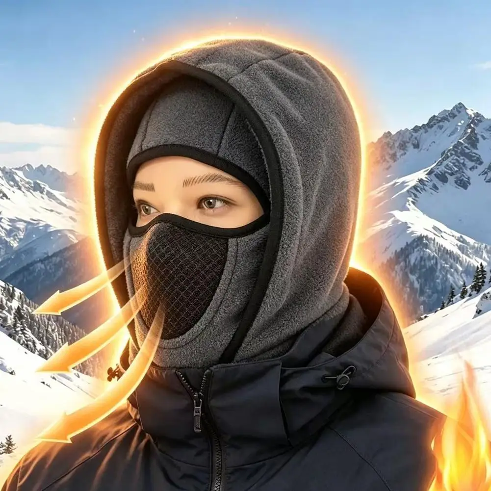 Double Layer Balaclava Hat Windproof Fleece Thermal Face Mask Neck Warmer for Winter Skiing Cycling Men Outdoor Sports