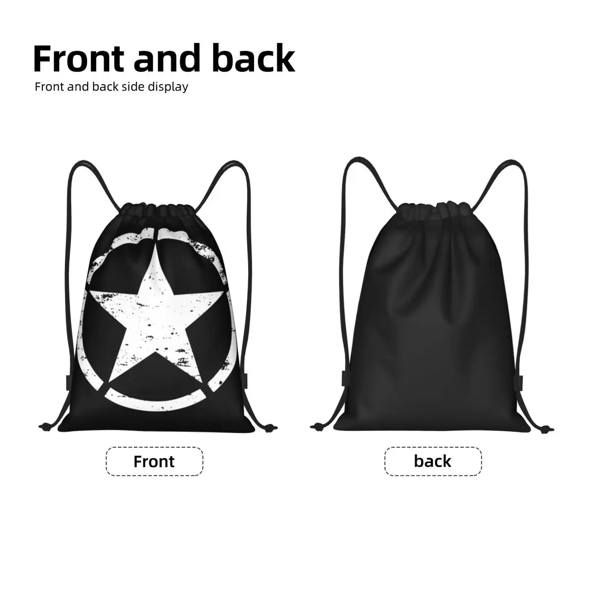 Custom Military Tactical Army Star Drawstring Bag for Training Yoga Backpacks Women Men Sports Gym Sackpack