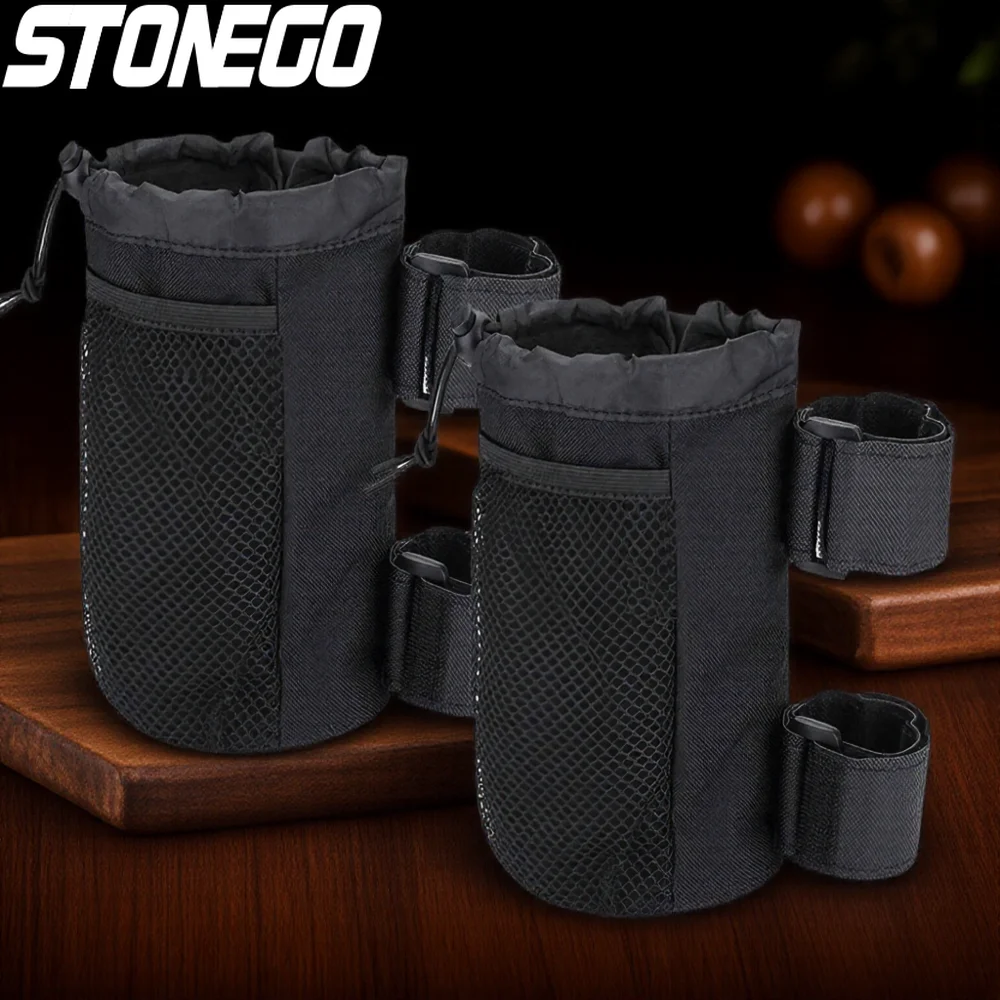

Durable Bike Cup Holder Water Bottle Holder for Motorcycle Wheelchair with Net Pocket and Cord Lock Accessories