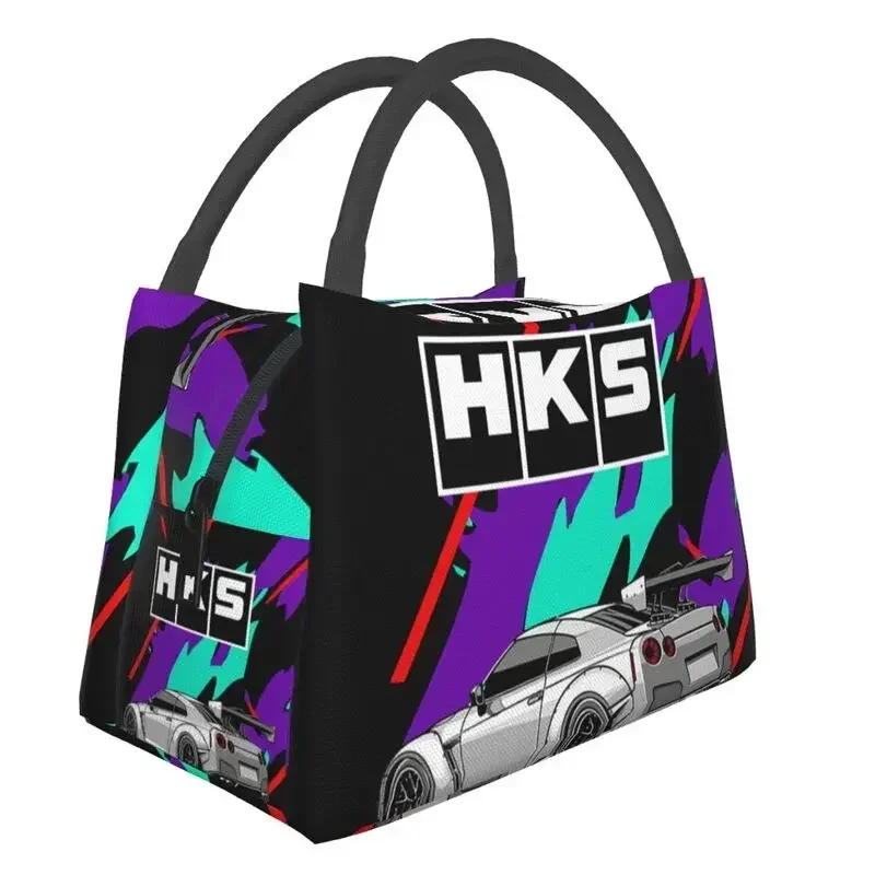 

Custom Japanese Retro Auto Hks Jdm Drifting Lunch Bags Men Women Cooler Thermal Insulated Lunch Boxes for Work Pinic or Travel