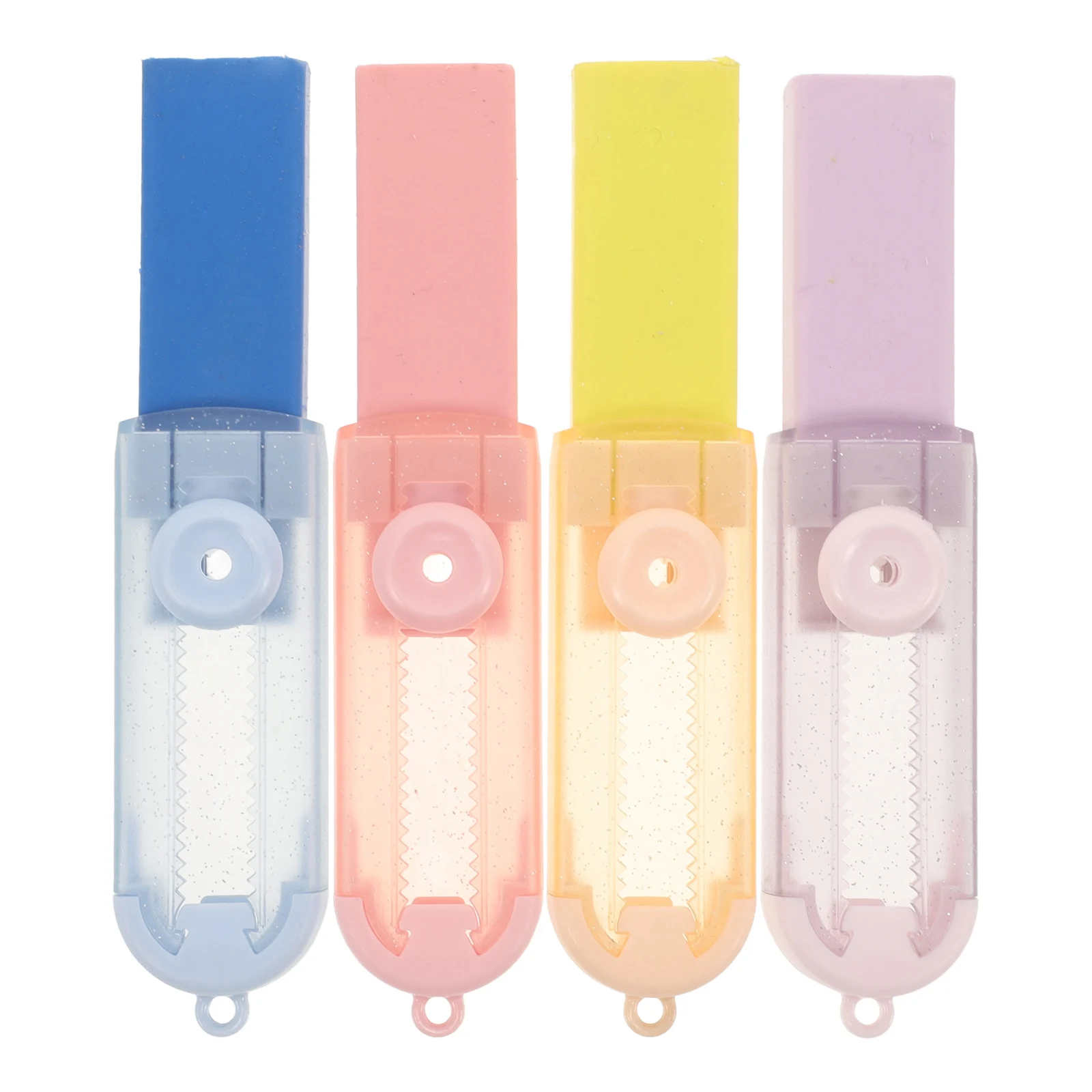 

4pcs Retractable Erasers Kids Stationery Slide Eraser Convenient School Supplies Multi-Use Safe TPR Eraser for Students