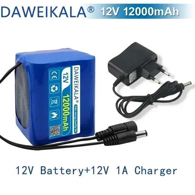 12V Rechargeable Battery 12V 30000mAh 18650 Lithium Battery Pack Capacity DC 12.6V 30Ah CCTV Cam Monitor with Charger