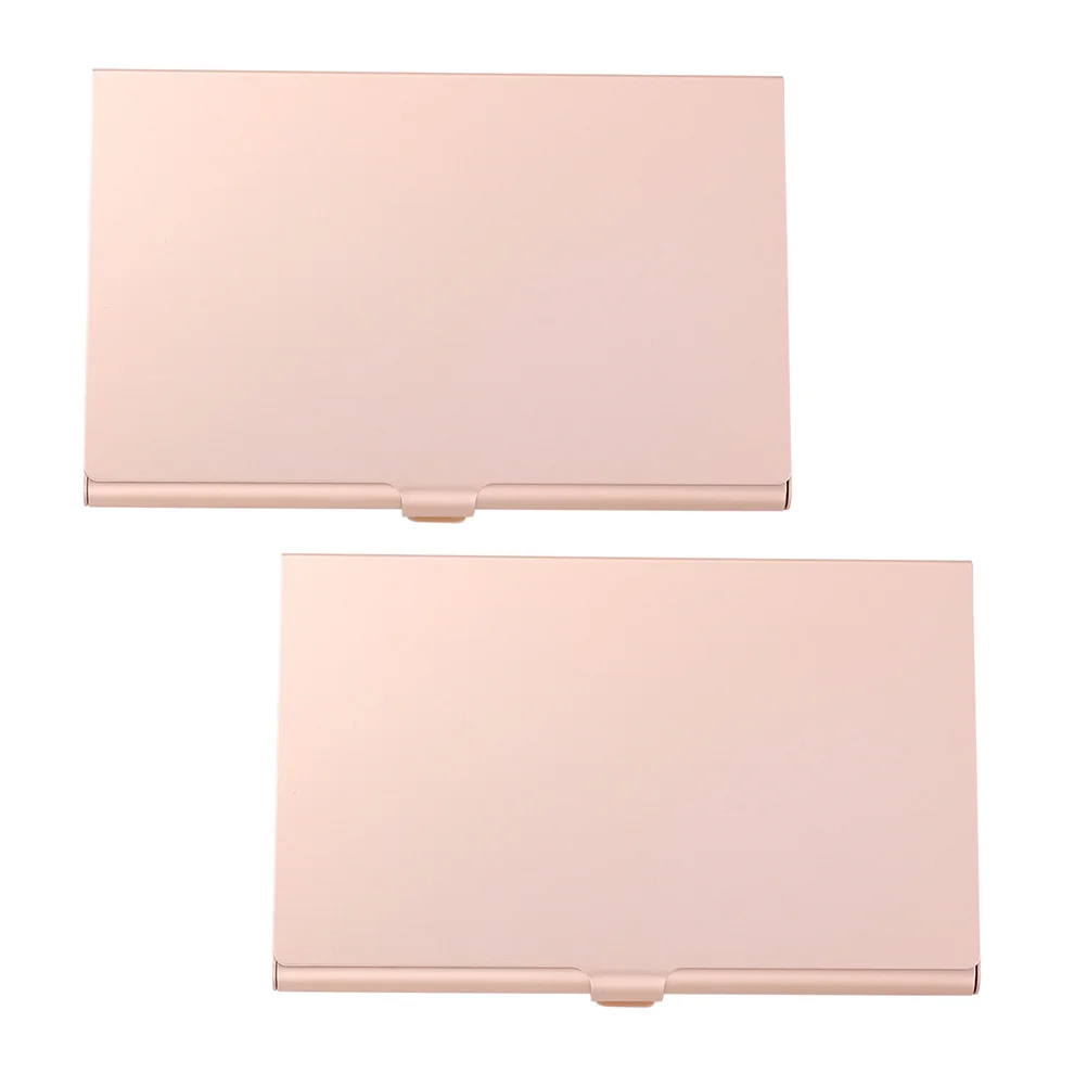 

Business Card Holder Metal Aluminum Name Organizer for Credit Id Cards Portable Pocket Size Professional Gift Golden