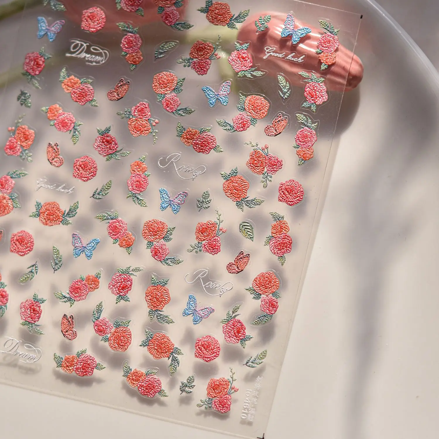 レッドゼリーヘビ蝶ローズフラワーキャットアイストーンホットスタンピングスライバー自己粘着ネイルアートステッカー繊細なマニキュアデカール