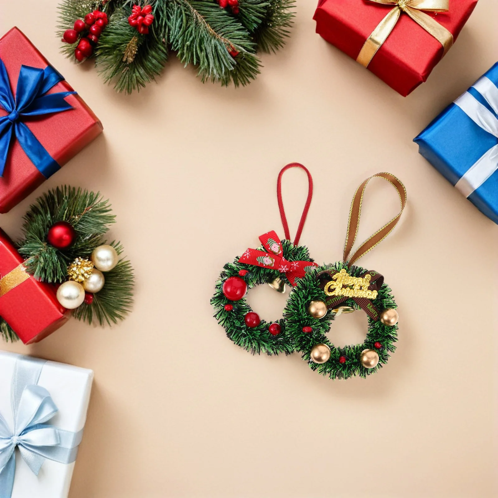 

10Pcs 2.95-Inch Miniature Wreaths Small Christmas Garland Hoop Tiny Decorations for Fireplaces Holders Versatile Use