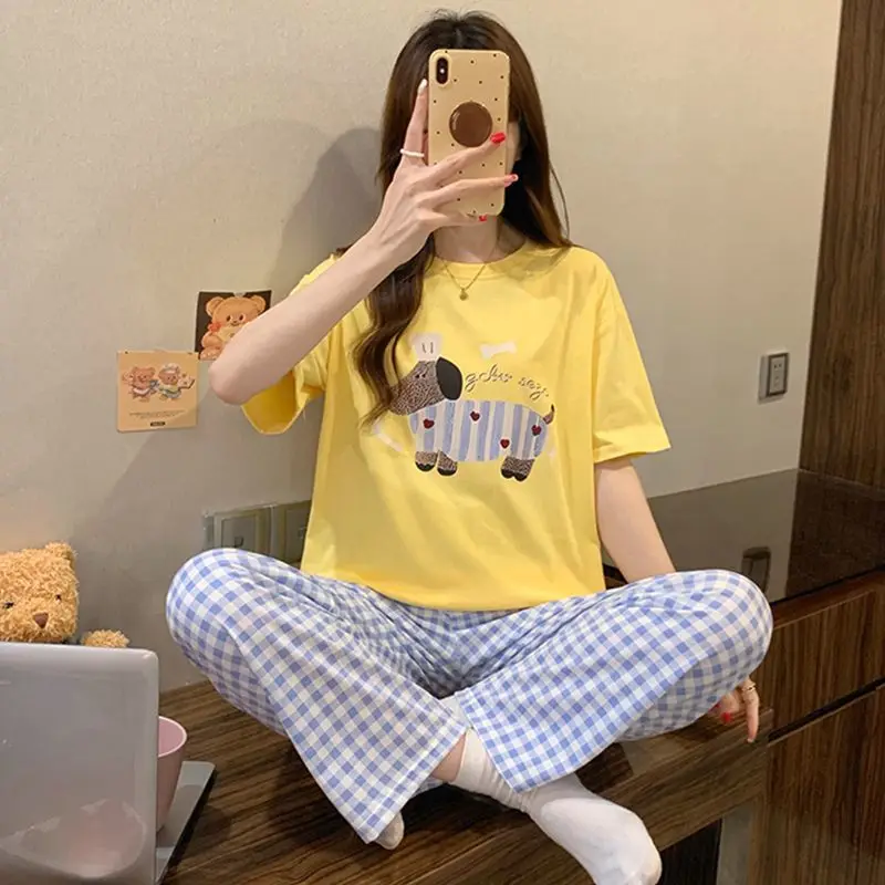 Anime 2026 New Snoopy Pajama Set for Women Cute Cartoon Print Short Sleeved T-Shirt+Shorts Pajama Fashion Casual Girls Home Wear view 6