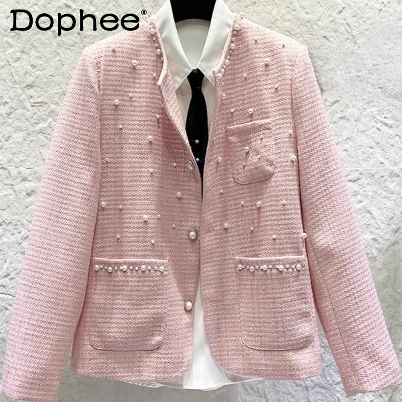 

Fashion Light Luxury High-end Beaded Small Fragrant Coats Men's 2025 Autumn New Trendy Versatile Jackets Male Long Sleeve Tops