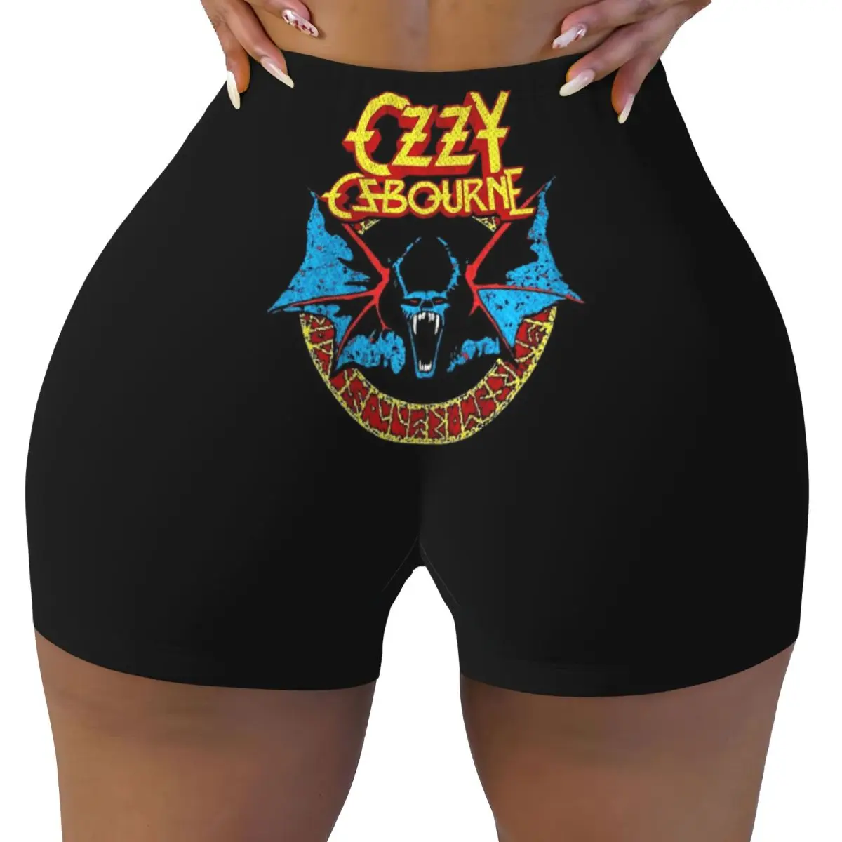 Pantalones cortos de Yoga personalizados Ozzy Osbourne Rock Band Heavy Metal para mujer, entrenamiento de gimnasio, correr, pantalones cortos atléticos de voleibol para motorista