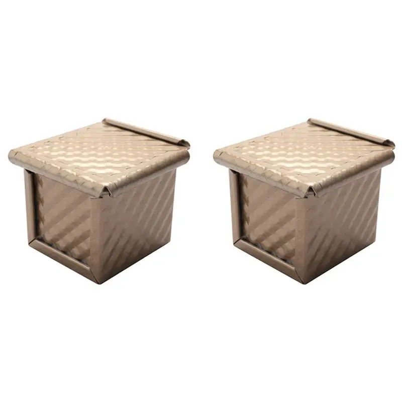 ABLQ 4PCS Square Loaf Pan With Lid Toast Mold Bread Pan Pullman Loaf Pan With Cover Non-Stick Mini Water-Cube Toast Box