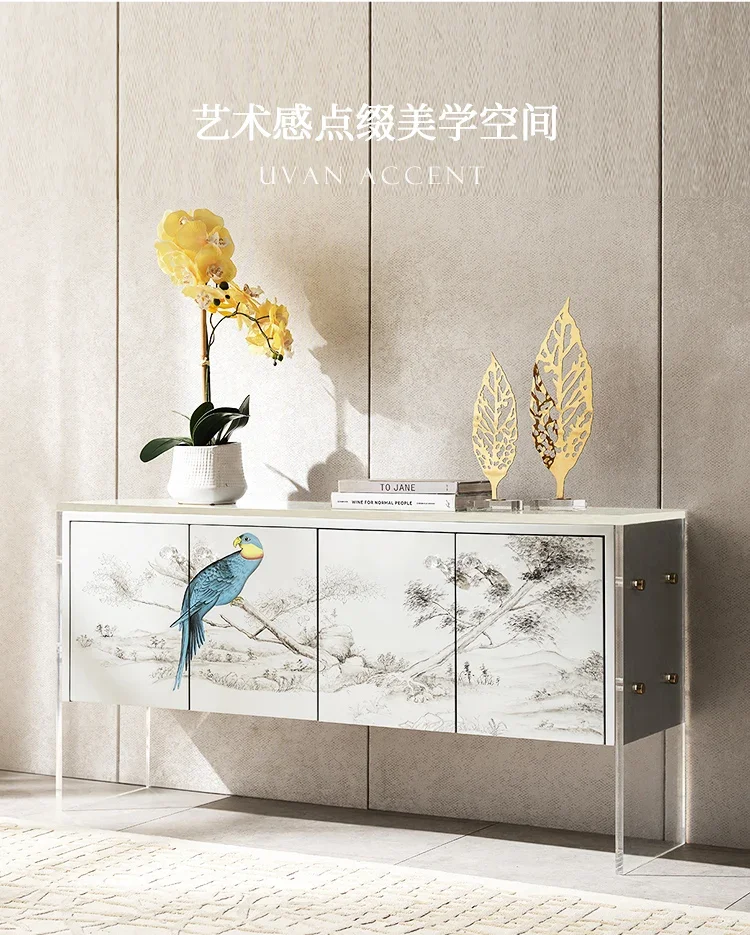 Artistic Minimalist Style Living Room Bedroom Cabinet Small Apartment Storage Acrylic Chest of Drawers Entrance Cabinet