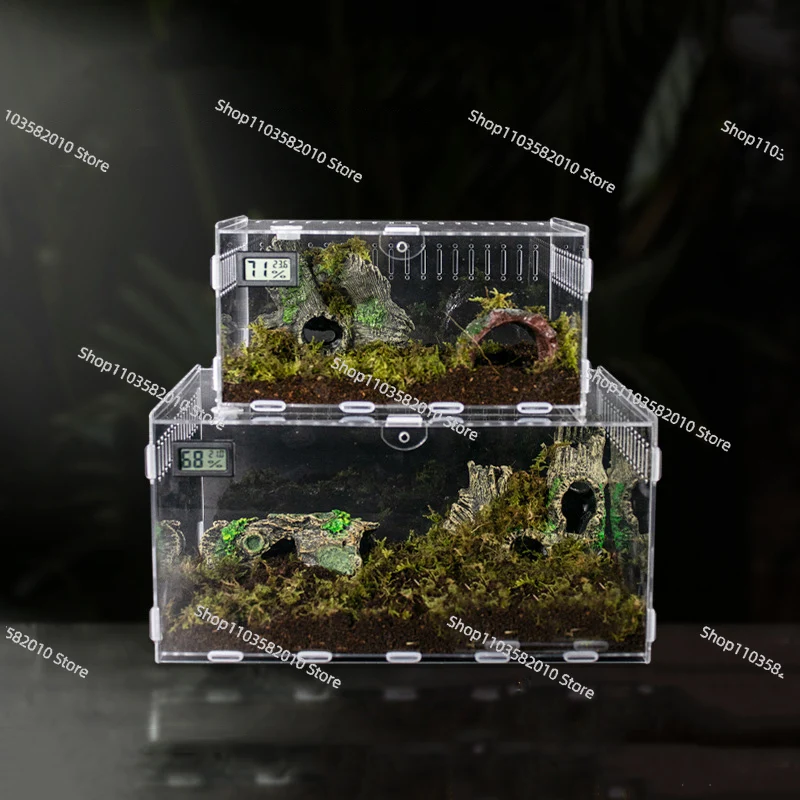 Acrylic Desktop Reptile Terrarium Breeding Box, Transparent Display Tank for Small Geckos Lizard, Household Reptiles Habitat