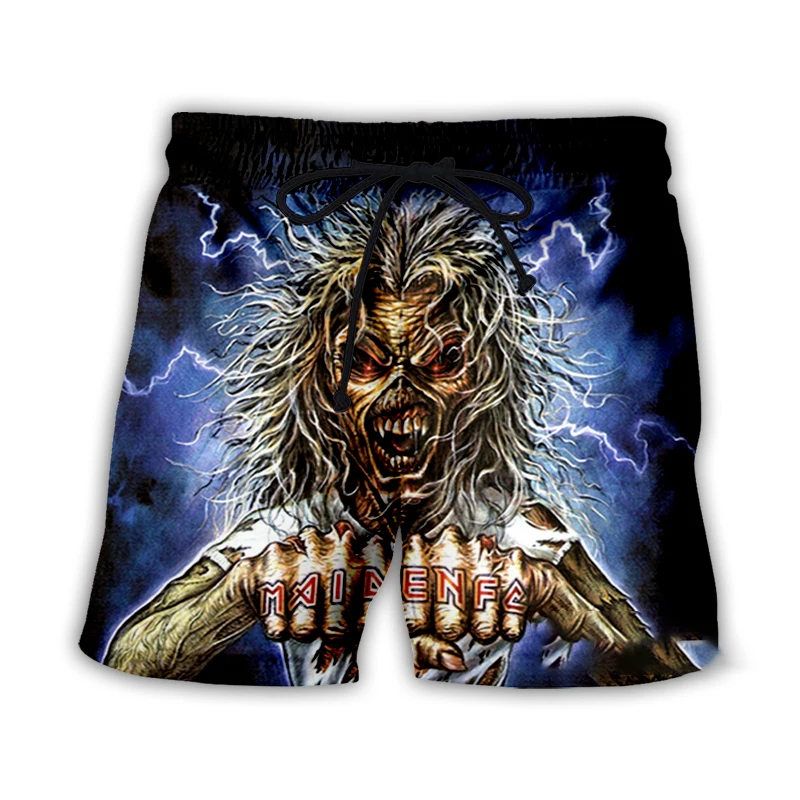 Neue Mode 3D-Druck Gothic Vintage Horror Schädel Sommer Strand Shorts Streetwear Männer schnell trocknen Urlaub Casual Shorts k01