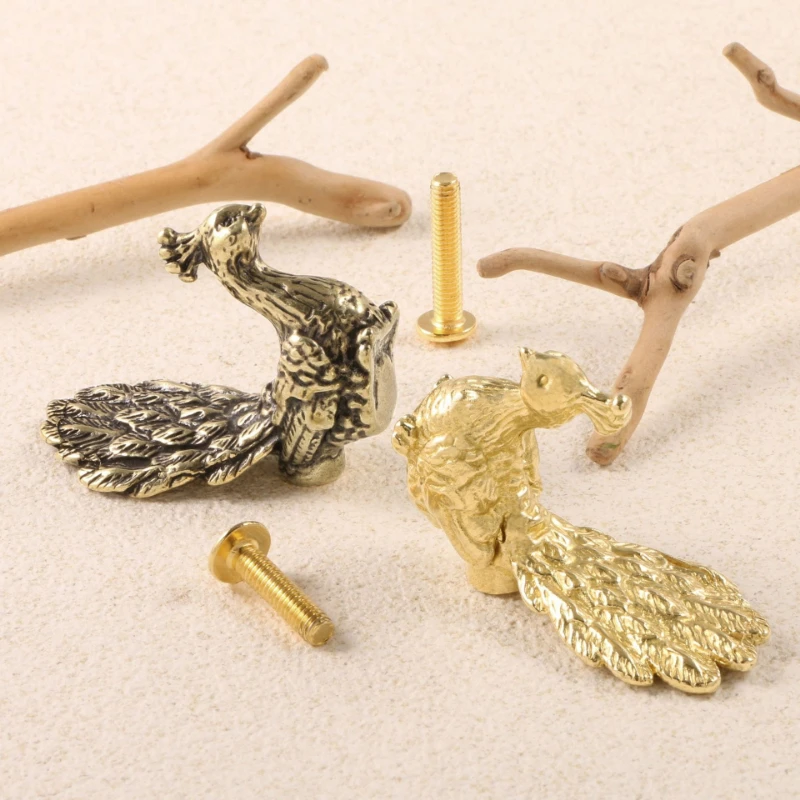 Brass Peacock Creative Drawer Handle  Metal Cabinet Handle Hardware Accessories  Home Furniture, Door Decorations
