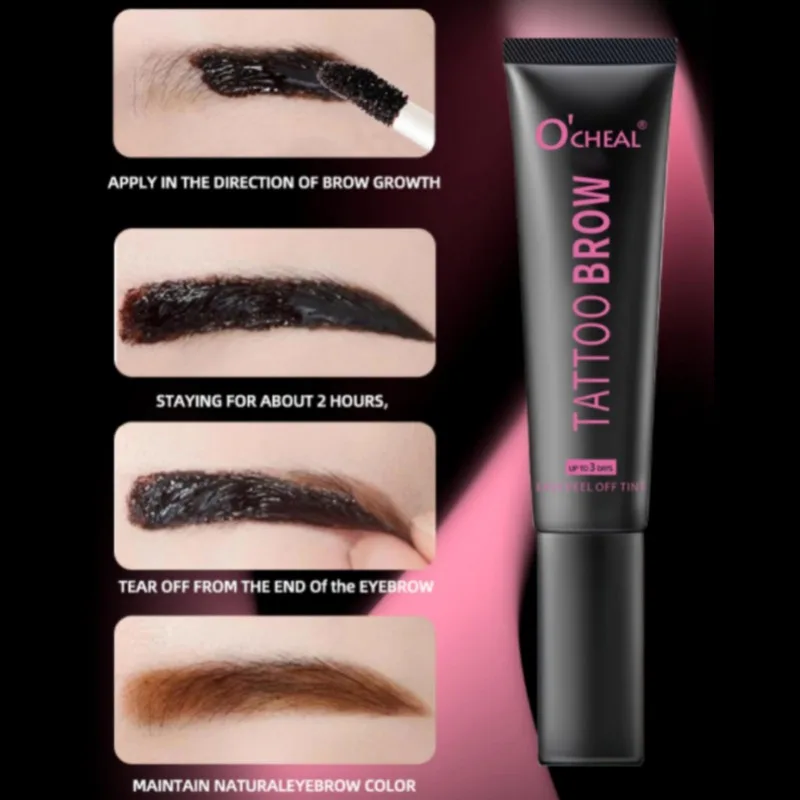 1PC Dye Eyebrow Gel,กึ่งถาวร Long Lasting Brown Eyebrow Tattoo Tint Sweatproof ฟิล์มขึ้นรูปการฉีกขาดครีมคิ้ว