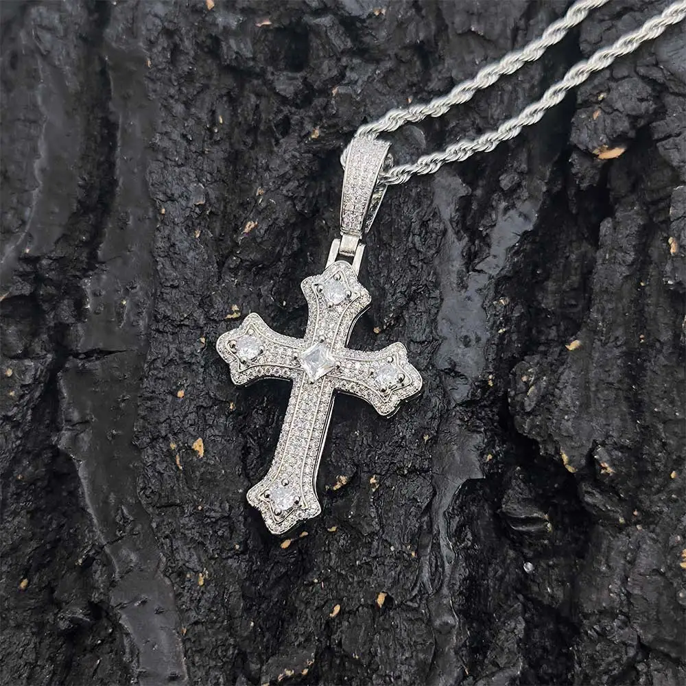 New Arrival Hip Hop Jewelry Full Pave Cross Pendant Necklace Women Christian Cross Charm Ornament Gift Drop Shipping  ﻿