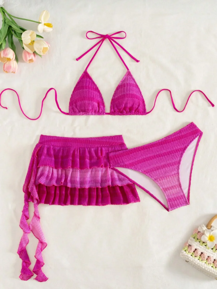 

Микро-купальник для женщин, мини-бикини 2026, сексуальный купальник с эффектом пуш-ап, комплект из 3 предметов, пляжная одежда, женский, в стиле пэчворк