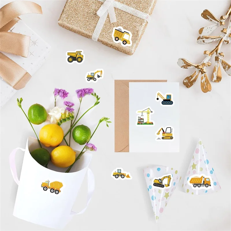 500PCS Cartoon Truck Paper Labels Thank You Sticker Sealing Decoration Scrapbooking Stationery Hand Accounting Supplies for Kids