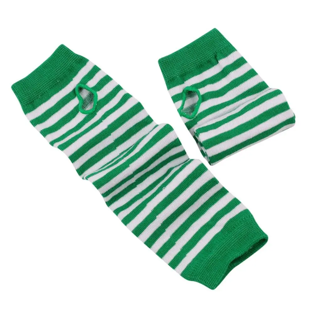 قفاز كلاسيكي ناعم بدون أصابع طويل، غطاء للذراع مخطط، قفازات محبوكة بأكمام طويلة للأنشطة الخارجية #3