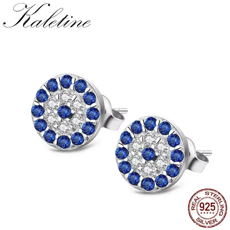 KALETINE Evil Eye 925 Sterling Silver Earrings CZ Lucky Turkey Tiny Stud Earrings For Women Charm  Fahion Jewelry Gift for Girl