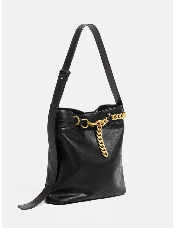

Vintage Tote Bags For Women Luxury Designer Handbag And Purse 2025 New In PU Oil Wax Leather Chain Belt Buckle Underarm Shoulder