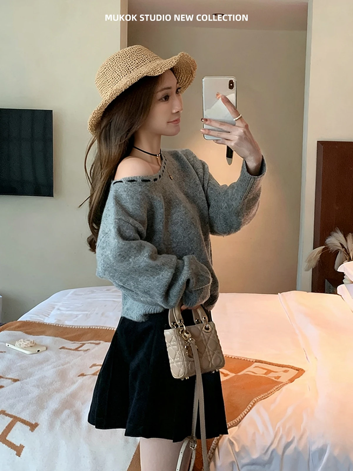 

MUKOK Long Sve Knitted Sweater Soft Comfortable Korean Sle Design Sensation Gentle Age Reducing Women's Faion Top