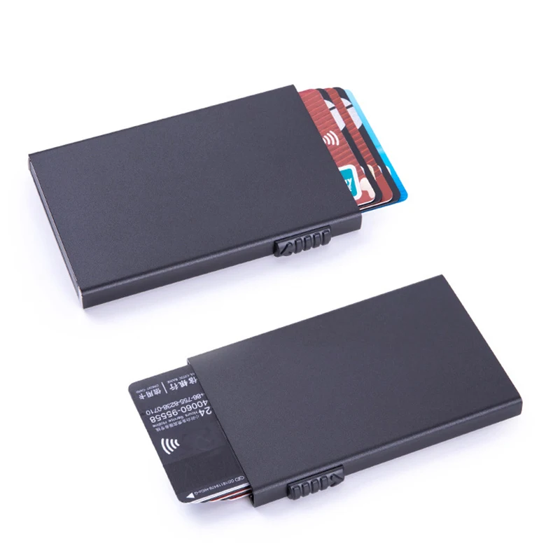 Metal Business Card Holder Side Button Hand Push Card Case Bank Card Membership Package Business Card Packaging Box Organizer