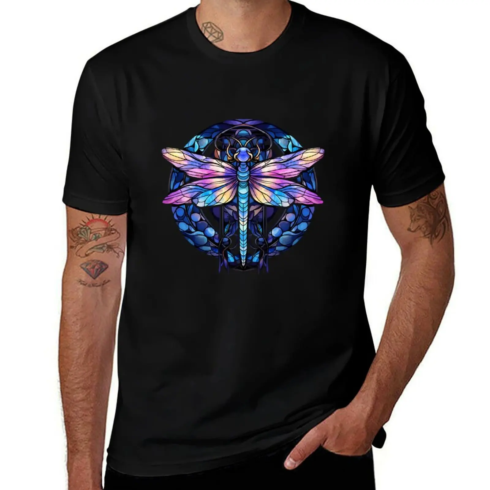 

Blue and Purple Dragonfly T-Shirt anime t shirts for man t shirts for man cotton printed t shirts for man T-Shirt