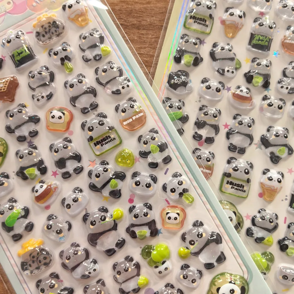 2 Pcs 3D Panda Fun Stickers Set - Cute Transparent Decor Decals for Journals & Phone Cases RecordingYourLife Store