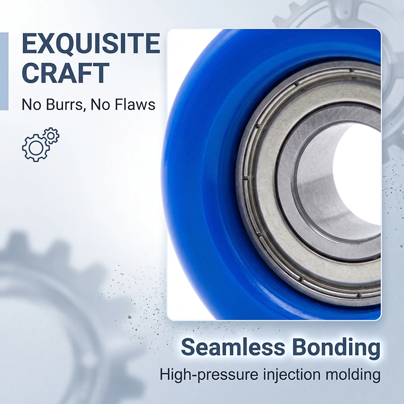 8pcs 6x20x8 Polyurethane Coated Bearing Roller PU69620-8 PU696 Rubber Covered Pulley 6*20*8 Diameter 20mm Bore 6mm PU Wheel