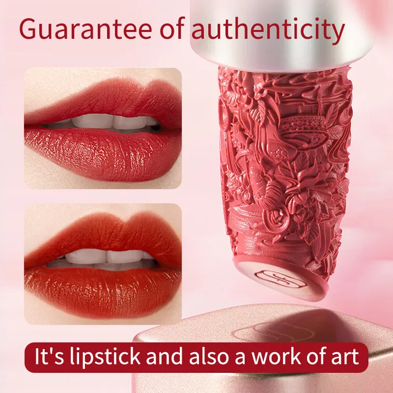 

Florasis Carved Art Lipstick Waterproof Long Lasting Non-Stick Cup Lip Stain Tint Cosmetic China Makeup Genuine Product Gift