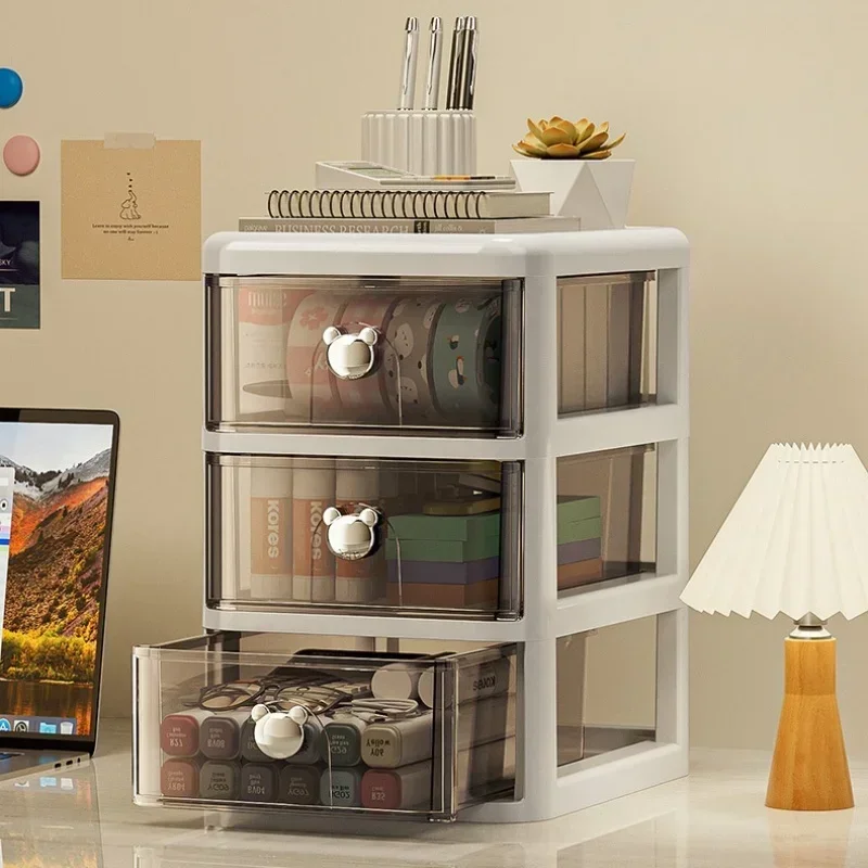 صندوق تخزين مكتبي قابل للتكديس مع درج مقاوم للغبار صندوق تخزين مكتبي صندوق مستحضرات التجميل لوازم مكتبية رف تخزين الحطام #4