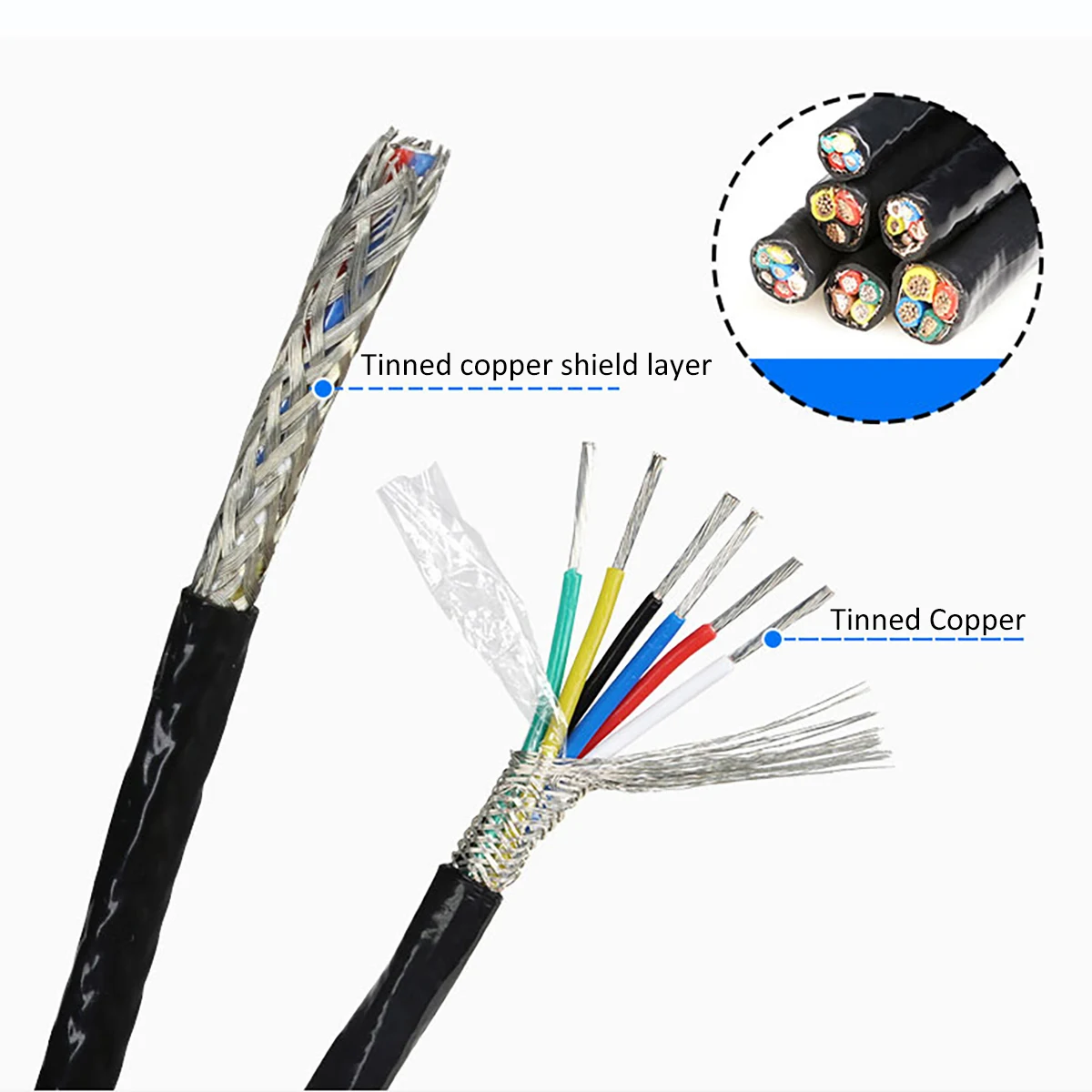 PTFE Shielded High Temperature Tinned Copper Cable Heating Cable 200℃ FEP Fluorine Plastic Shielding Wire Oil Resistance