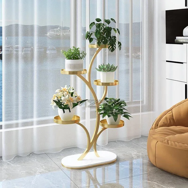 Rust-proof Good-looking Flower Rack Living Room Balcony Light Luxury Plant Display Shelf Mobile Multi-layer Flower Pot Bracket