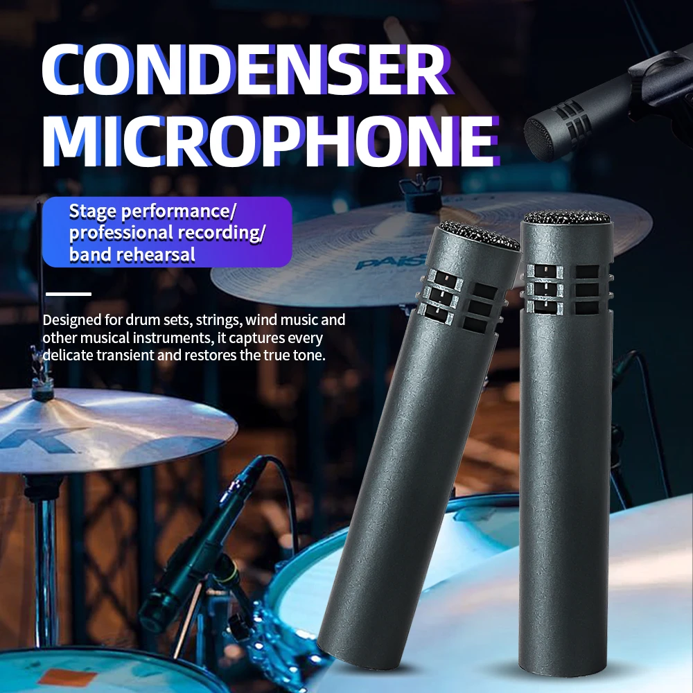 

Cymbal Microphone 614 Condenser instrument Microphone Cardioid Mic With Clamp Mount For Drum Set Wipe