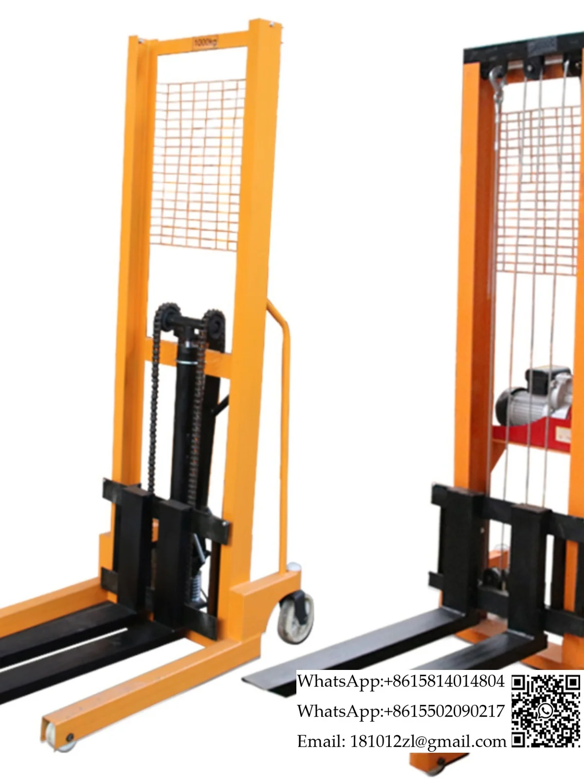 Electric manual hydraulic forklift 1 ton, 2 tons, 3 tons, stacking height, small loading and unloading truck, double gantry type