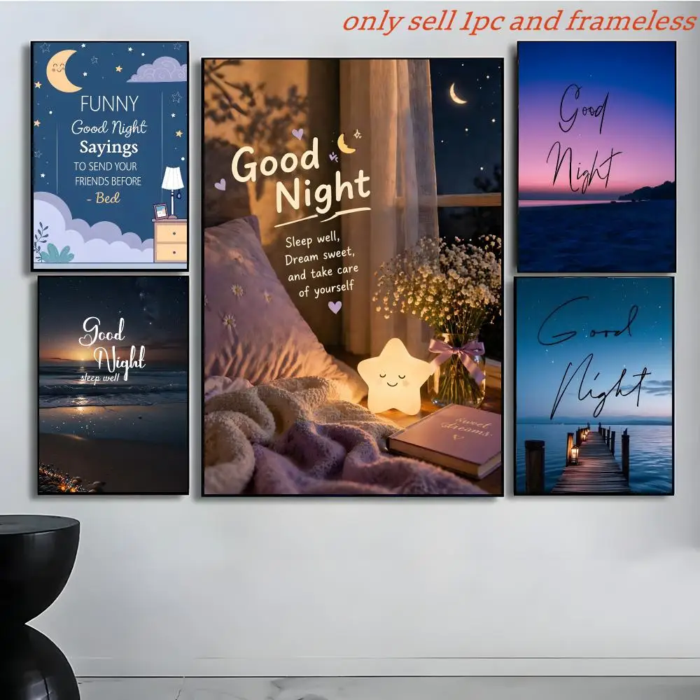 For Night Sweet Dreams Starry Sky Poster Poster painting with prints Home bedroom living room decoration gift