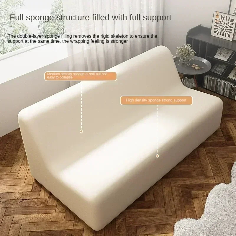 Caterpillar Lazy Sofa Small House Living Room Tatami Bedroom Double Sofa Chair Sleepable or Lying Fabric Leather Art Sofa image 4