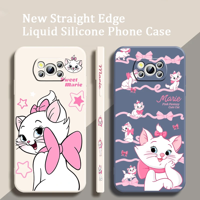 

Disney Mary Cat Cartoon Cute Liquid Left Rope For Xiaomi Mi Poco X6 X5 X4 X3 M6 M5 M5S M4 M3 F5 F4 F3 Pro 5G Cover Phone Case