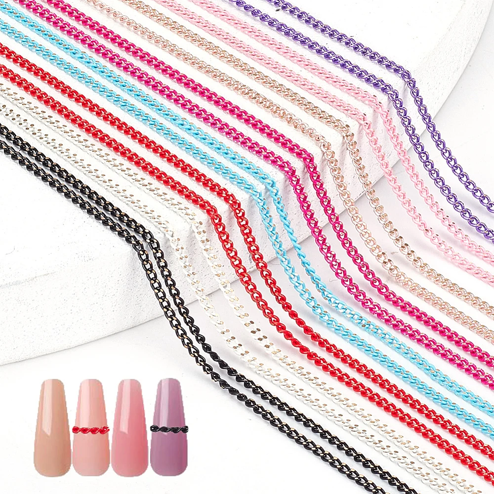 Nail Art Design - 8 stuks nagelkettingen, 8 kleuren messing