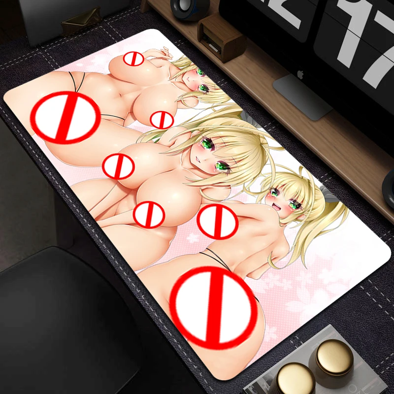 

Sexy Anime Girl Nude Big Boobs Nipple Mouse Pad R18 Mousepad NSFW Hentai Large Ass Non-Slip Mouse Mat Gamer Computer Desk Mat XL