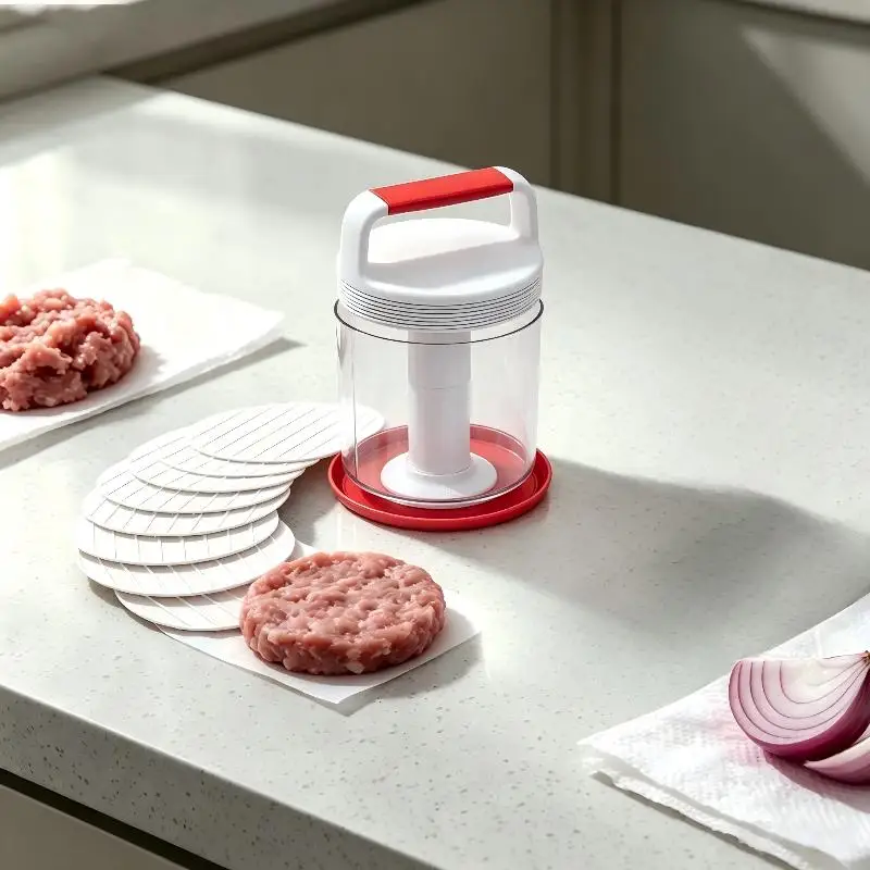 Multi-Layer Burger Patty Maker With Storage Container,Non-Stick Beef Press Mold Freezable Hamburger Patty Box For BBQ Camping