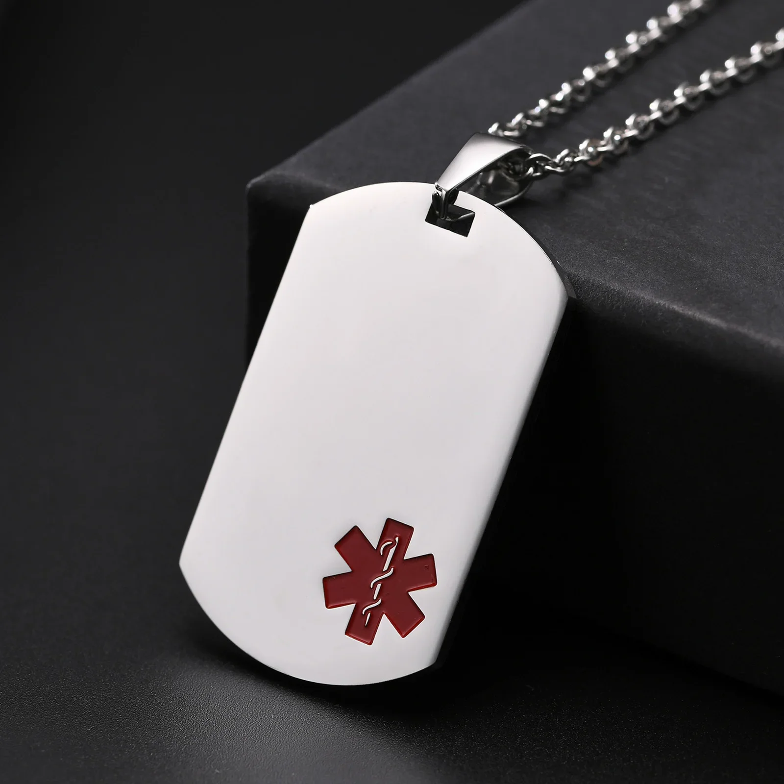 Stainless Steel ID Medical Pendant Necklace with Medical LOGO, Autism Necklaces, Jewelry Gifts