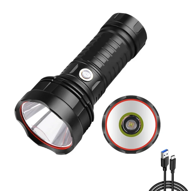

Светодиодный фонарь с зарядкой TYPE-C, фиксированный фокус, с индикатором низкого заряда батареи, ультраяркий белый лазерный фонарь