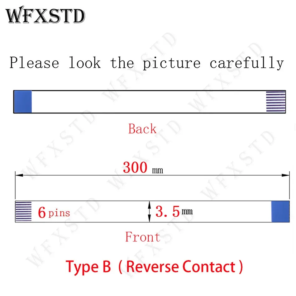 6pins 3.5mm 30cm Type B New Flex cable AWM 20861 105c 60v 2896 vw-1 Reverse Side contact