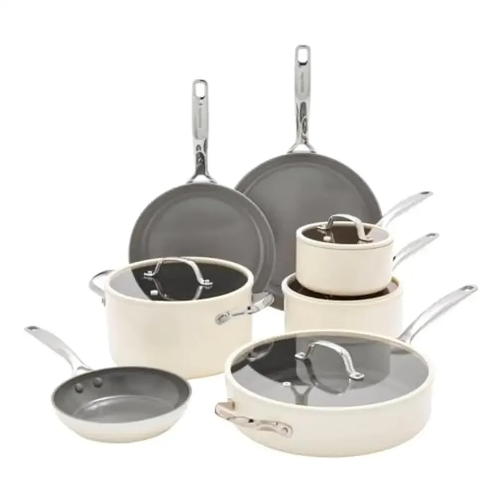 11-Piece Ceramic Non-Stick Cookware Set Thermolon 9G Coating PFAS-Free Compatible with All Cooktops Oven Safe up to 600°F