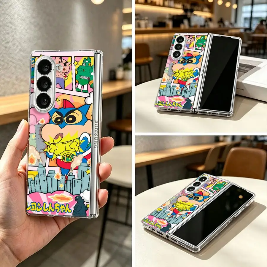 Back Phone Cover Case for Samsung Galaxy Z Fold 8 Ultra ZFold3 ZFold7 ZFold5 Z Fold 7 6 5 4 3 ZFold4 ZFold6 Superman Shin-Chans