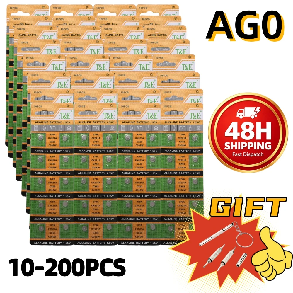 10-200PCS AG0 AG1 AG2 AG3 AG4 AG5 AG6 Botton Battery 1.55V Alkaline Watch Batteries for Watch Car Key Remote