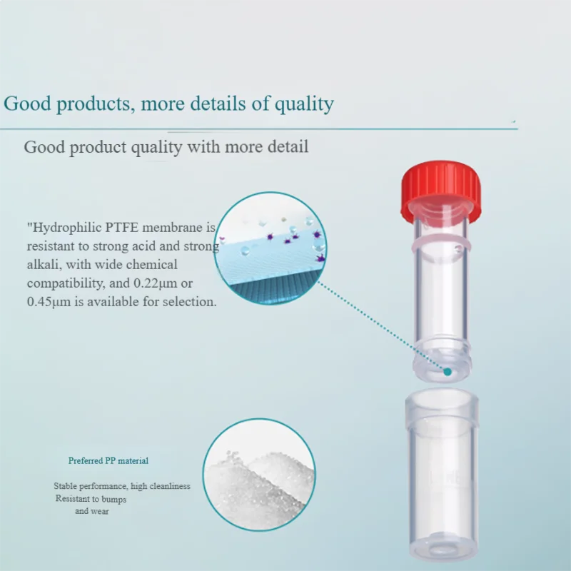 100 قطعة من زجاجة فلتر العينة، فلتر حقن بنقرة واحدة، جهاز ترشيح مختبر متعدد الأدوات قابل للتكيف منخفض التلوث #5